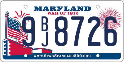 MD license plate 9BJ8726
