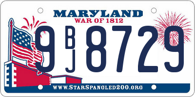 MD license plate 9BJ8729