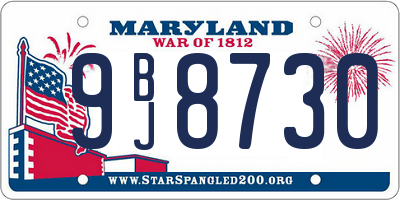 MD license plate 9BJ8730