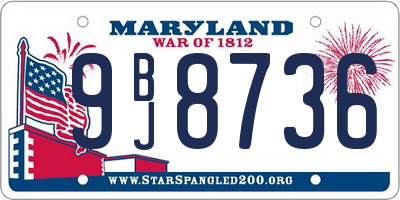 MD license plate 9BJ8736