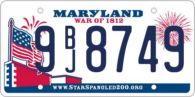 MD license plate 9BJ8749