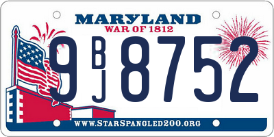 MD license plate 9BJ8752