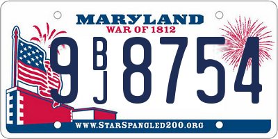 MD license plate 9BJ8754