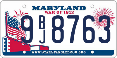 MD license plate 9BJ8763