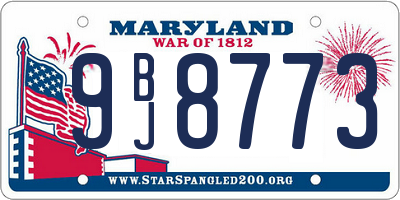 MD license plate 9BJ8773