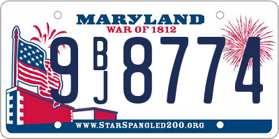 MD license plate 9BJ8774