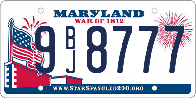 MD license plate 9BJ8777