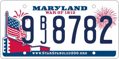 MD license plate 9BJ8782