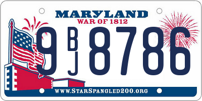 MD license plate 9BJ8786