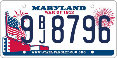 MD license plate 9BJ8796