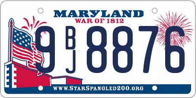 MD license plate 9BJ8876