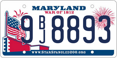 MD license plate 9BJ8893