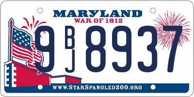 MD license plate 9BJ8937