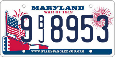 MD license plate 9BJ8953
