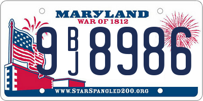 MD license plate 9BJ8986