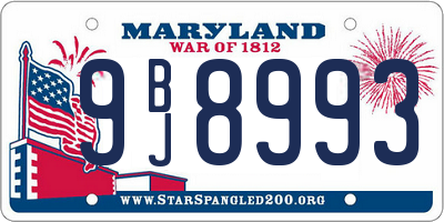 MD license plate 9BJ8993