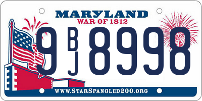 MD license plate 9BJ8998
