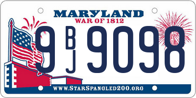 MD license plate 9BJ9098