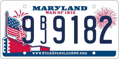 MD license plate 9BJ9182