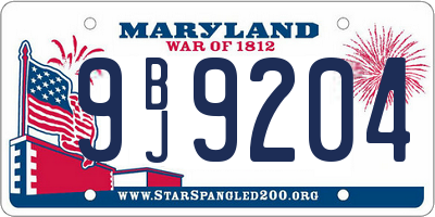 MD license plate 9BJ9204
