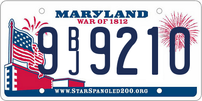 MD license plate 9BJ9210