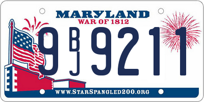 MD license plate 9BJ9211
