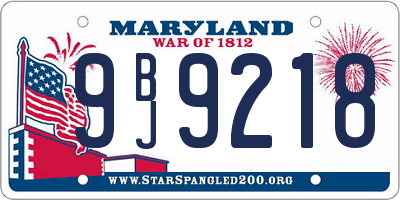 MD license plate 9BJ9218