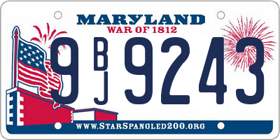 MD license plate 9BJ9243