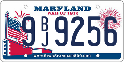 MD license plate 9BJ9256