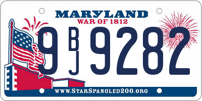 MD license plate 9BJ9282