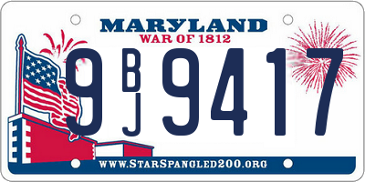 MD license plate 9BJ9417