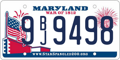 MD license plate 9BJ9498