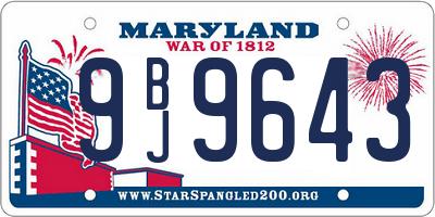 MD license plate 9BJ9643