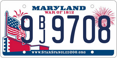 MD license plate 9BJ9708
