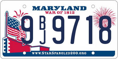 MD license plate 9BJ9718