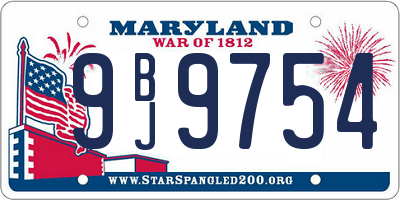 MD license plate 9BJ9754