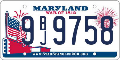 MD license plate 9BJ9758