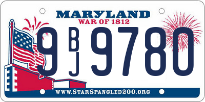 MD license plate 9BJ9780