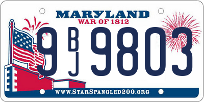 MD license plate 9BJ9803