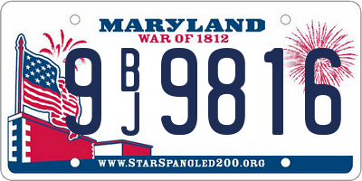 MD license plate 9BJ9816