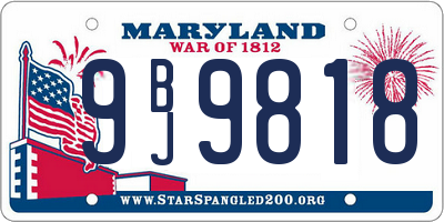 MD license plate 9BJ9818
