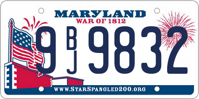 MD license plate 9BJ9832