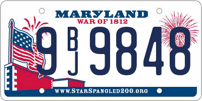 MD license plate 9BJ9848