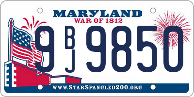 MD license plate 9BJ9850