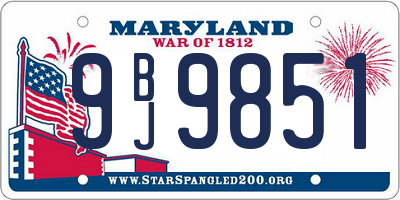 MD license plate 9BJ9851
