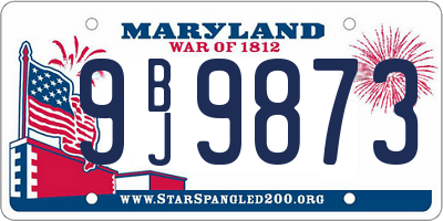 MD license plate 9BJ9873