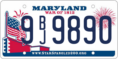 MD license plate 9BJ9890