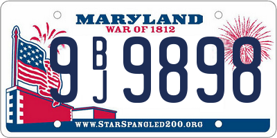 MD license plate 9BJ9898