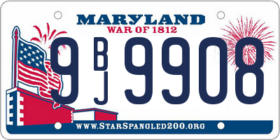 MD license plate 9BJ9908