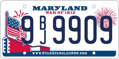 MD license plate 9BJ9909